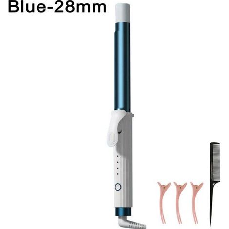 CLI - FER A FRISER - Bigoudi rotatif céramique 28mm, fer à friser pro, baguette à onduler cheveux – Bleu (1/5)