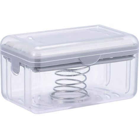 Boîte à savon en mousse à levage facile, boîte à savon multifonctionnelle, boîte de rangement ménagère avec égouttoir, outil de nettoyage, 1 pièce (gris clair) (1/5)