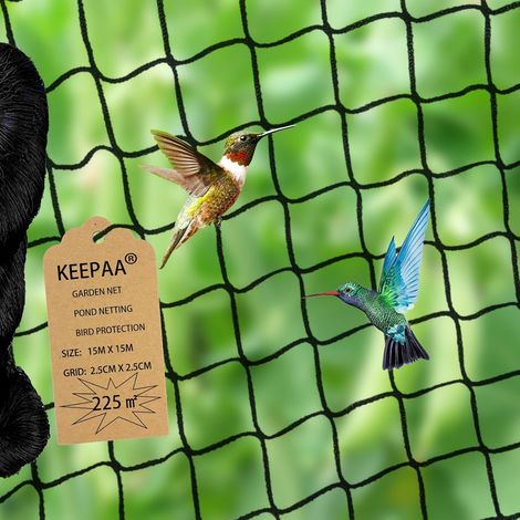 Filet Anti Oiseaux Voliere - Filet Poules de Protection Mailles de 25mm x 25 mm - Polyvalente Filet Anti Pigeon pour Plante (15m x 15m-2.5cm) (1/5)