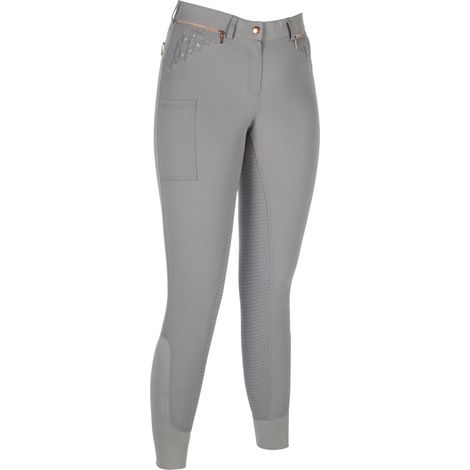 40 IT, grigio e rosa dorato: Pantaloni equitazione donna modello Rosegold Sparkle Style con strass e decori oro rosa (1/5)