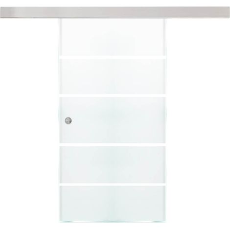 HOME DELUXE - Glasschiebetür SIRENA - Milchglas mit Streifen - 205 x 90 cm, inkl. Gleitschiene und Zubehör I Glastür Wohnungstür Innentür Glasschiebetür Schiebetür Glastür Tür (1/3)