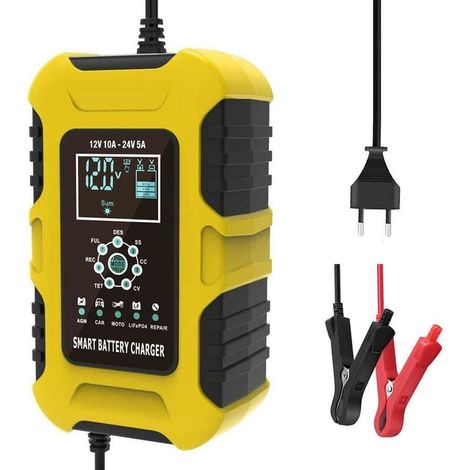 12V10A 24V5A Iron Lithium GEL Lead Acid AGM LiFePo4 Motorcycle Car Battery Smart Charger tmsKToOtI (1/5)