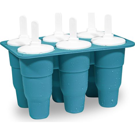 Ahlsen Silikon-Eisformen für den Stiel, faltbar, leicht zu lösen, Set mit Eisformen, Marineblau, 170 x 99 x 120 mm (1/3)