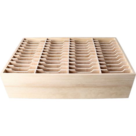 Étui de rangement pour téléphone portable à 48 compartiments, support de table en bois pour la maison ou la salle de classe. (1/5)