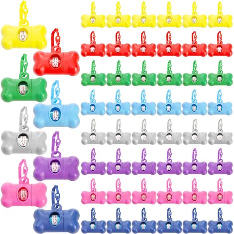 Lot de 56 distributeurs de sacs à déjections canines - Anti-fuite - Distributeur de déchets d'animaux domestiques pour laisse avec crochet - Sacs à déchets en PET pour promener les chiens en (1/5)