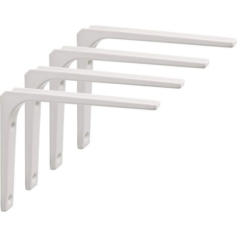 Wall Shelf Brackets, 4 Pack Metal Shelf Brackets 150mm x 125mm Heavy Duty Shelf Brackets Wall Mounted Shelf Brackets for Kitchen Wall Decor, Industrial Radiator Wall Mount (White) (1/5)