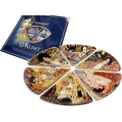 Platos de vidrio decorativos y utilitarios Carmani, Klimt (6 piezas/mezcla de 6 diseños) (1/3)