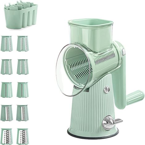 Multifunktionale, handbetriebene Gemüsereibe, Walzentyp, für Kartoffeln und Gurken, grünes Küchenutensil
