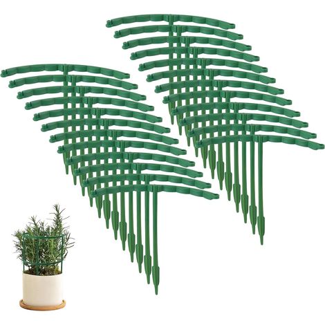 Lot de 24 piquets de support semi-ronds empilables pour plantes de jardin,(24, chaque niveau de 14 cm) pour intérieur et extérieur