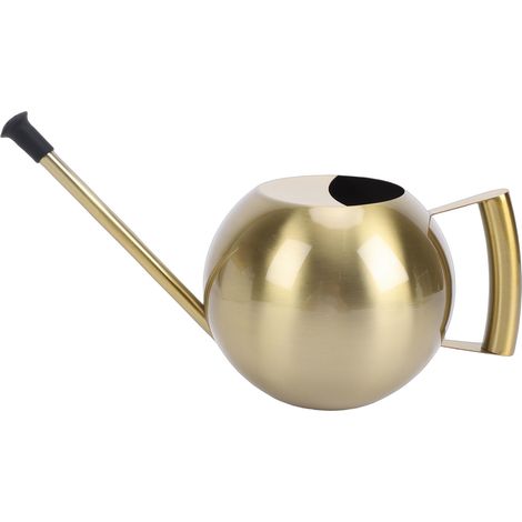Arrosoir avec bec long 1000 ml en acier inoxydable rond pour plantes d'intérieur, tête amovible pour maison, jardin, fleur, or antique (1/5)