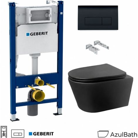 Bastidor GEBERIT Duofix pack cisterna empotrada y pulsador DELTA 50 ng br con WC suspendido AzulBath LIA NEGRO MATE Rimless 48CM (1/5)