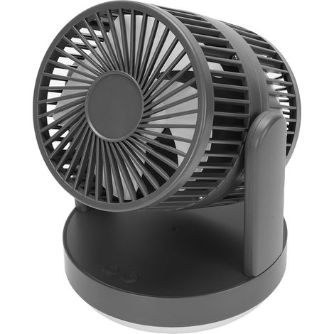 Ventilatore da tavolo a 3 velocità, grigio scuro - Ricaricabile, oscillante, con luce notturna per casa e camera da letto, per la circolazione dell'aria. (1/5)