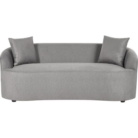 Sofa Grey Fabric Upholstered 2 Seater Oval Bean Shape Organic Style AMAL (1/5)