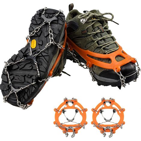 8 dents Crampons Véritables Pointes en Acier Inoxydable et Silicone Durable Anti-Slip Crampons de Glace Crampons de Neige(Chaussures non incluses) (1/5)