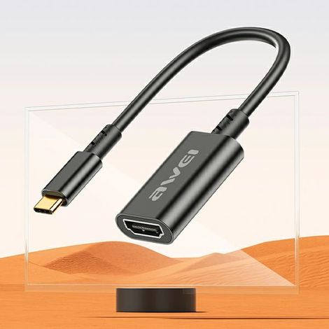 Adaptateur USB-C vers HDMI AWEI 4K 30 Hz Noir (1/3)