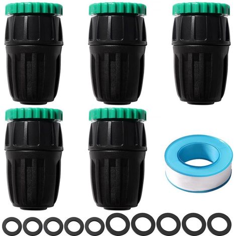5 adattatori per microirrigazione da G1/2 G3/4 a 15/20 mm, raccordi rapidi per microirrigazione, raccordi per irrigazione agricola, con anello di bloccaggio, per prati