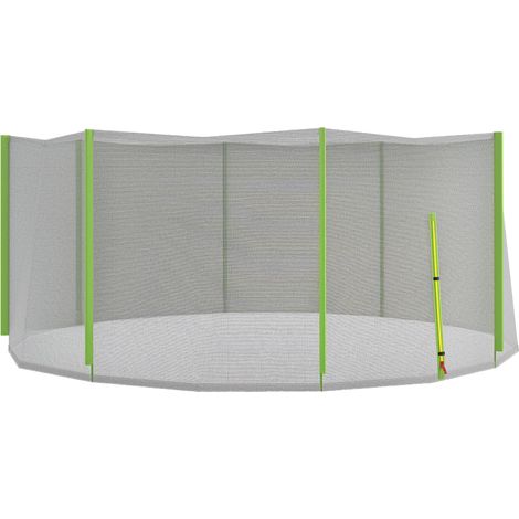 Rete di Protezione per Trampolini a 8 Pali con Ingresso con Cerniera, in PE, Ø366x180 cm, Nero e Verde