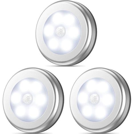 3er-Pack LED-Leuchten mit Bewegungsmelder für Kleiderschrank, Flur, Toilette, Smart Home, Nachtlicht, warmweißes Silber (3200 K), 1 W