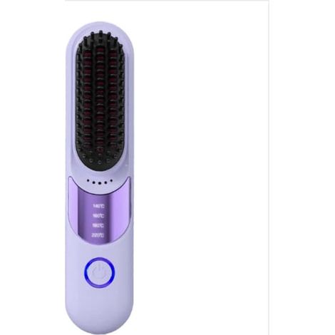 Lisseur et fer à boucler sans fil 2 en 1 - Portable, rechargeable, anti-brûlure, violet (1/3)