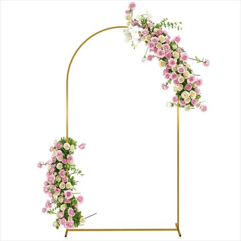 Arche de jardin métal 220 cm doré support plantes grimpantes (1/5)