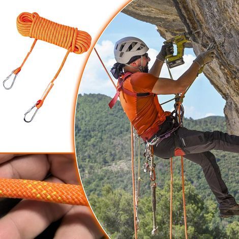 Corde d'escalade statique 10 mm 20 m pour randonnée, exploration extérieure, alpinisme et secours (1/4)