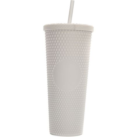 Großer 710-ml-Wasserbecher (24 oz), vollständig genoppter, matter, wiederverwendbarer Kunststoffbecher mit auslaufsicherem Deckel und großer Öffnung, inklusive Strohhalm. (1/5)