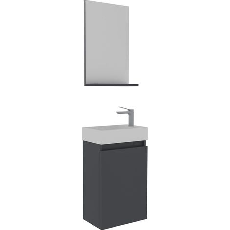 Waschtisch-Set mit Spiegel (2-teilig) "Conza 45" – 45 x 26 x 75 cm – Anthrazit matt (1/4)