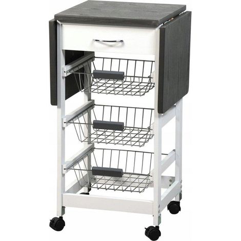 Kesper Mobile da Cucina Bianco Grigio Tavolo Pieghevole