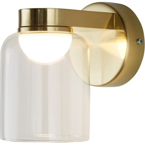 Applique LED Highball, ottone satinato e vetro trasparente IP44 (1/3)