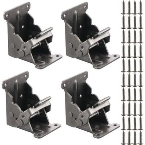 [JAMAIS UTILISÉ] 4Pcs Charnières Autobloquantes, Support Pliable Raccords de Jambe, Charnière pour Pieds à Rabat de Meuble Pliant Pour Table, Lit, avec de Vis (1/4)