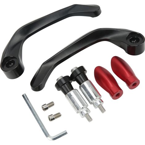 Protections de freins et d'embrayage pour moto, finition anodisée, résistantes aux chocs, conception universelle, adaptées aux guidons de 22 mm, rouges. (1/5)