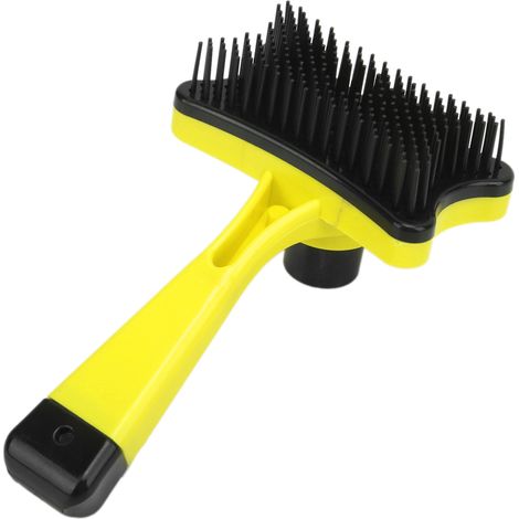 Brosse pour animaux de compagnie, élimine le sous-poil lâche et les poils emmêlés, améliore la circulation sanguine pour chat et chien, jaune (1/5)