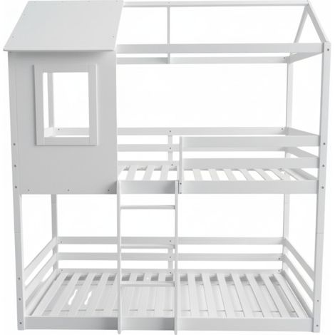 Letto a castello Montessori divisibile legno bianco 90x190/90x190cm