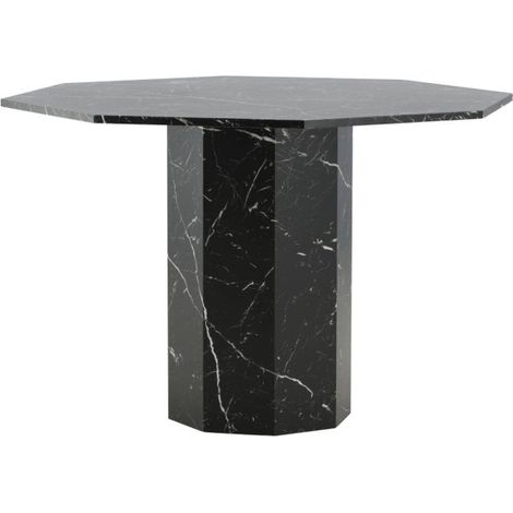 Table à Manger Octogonale "Marbs" 110cm Noir (1/5)