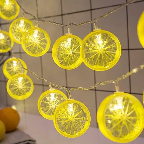 1 Guirlande lumineuse LED, tranche de citron, fil cuivre, étanche, pile AA, intérieur, extérieur, mariage, jardin (1/4)