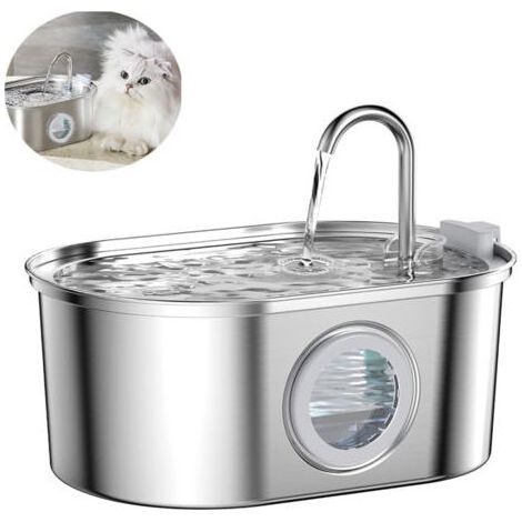 Fontaine à eau pour animaux 3,2L en acier inoxydable – Ultra silencieuse ≤ 30 dB – Filtration quadruple pour eau propre – Convient aux chats et chiens (1/5)