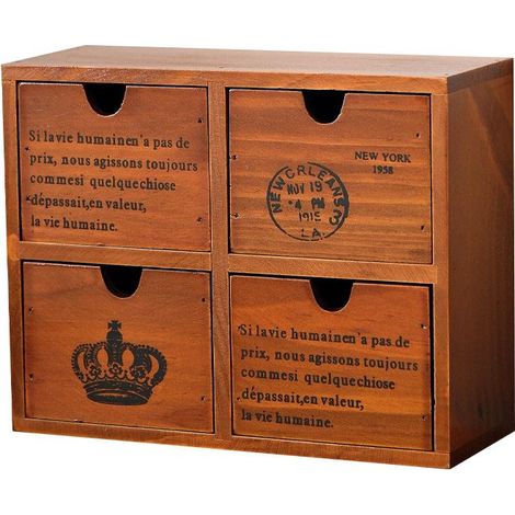 Büroaufbewahrungsbox aus Mahagoni mit vier Schubladen – Schubladen aus Holz, Maße: 25 x 20 x 9 cm (1/5)