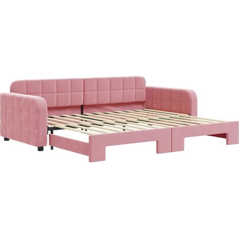 Lit simple,Lit adulte,Lit de jour avec gigogne sans matelas rose 90x200 cm CFW825844 (1/5)