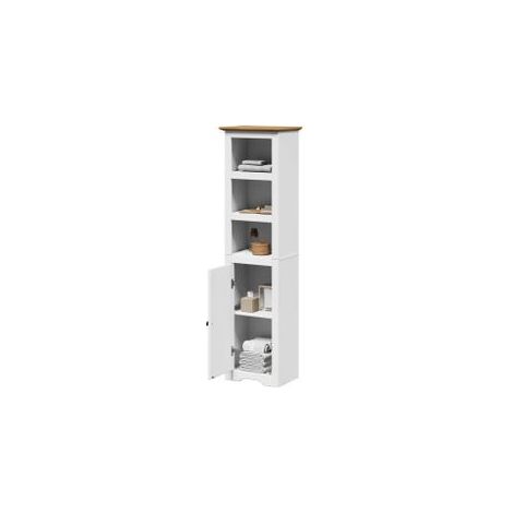 Armoire de salle de bain BODO blanc et marron 44x30x160 (1/5)
