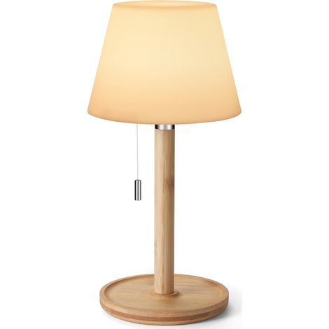 Waterproof outdoor battery-powered table lamp, rechargeable cordless table lamp with pull chain and 3 brightness levels, small portable touch night light (1/5)