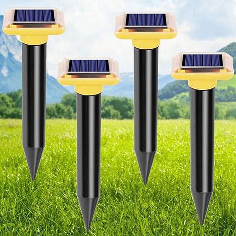 répulsifs solaires à ultrasons pour taupes étanches IP66 serpents anti-rongeurs lot de 4 (1/4)