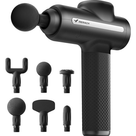 Pistolet de Massage Électrique, 40 W, 3 Vitesses, 4 Têtes, Soulagement Musculaire & Récupération Sportive, MERACH
