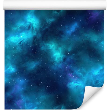 Papier peint aquarelle galaxie bleu, bleu marine, turquoise et azur 50x1000 cm (1/5)