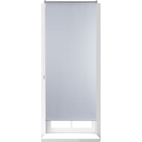 Set 2 Estores Opacos Térmicos Sin Perforar 70x160 cm, Cortina Enrollable con Cadena, Tela-Aluminio-Plástico, Blanco