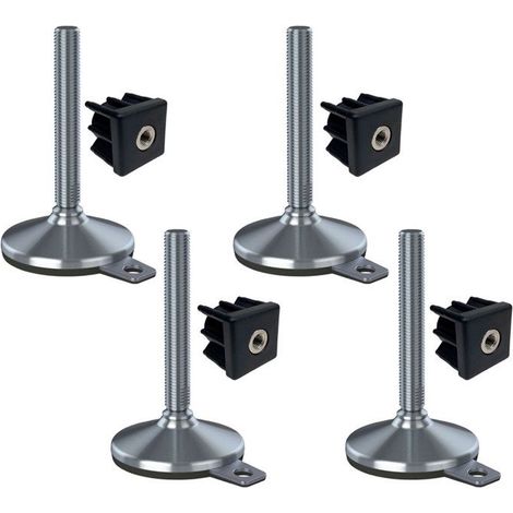 construction site equipment stainless foot 20x150x105mm, hole pad and fixing inserts + 40x40x2.0mm -Set of 4