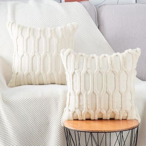 Set of 2 Beige Luxury Style Cushion Covers 45x45cm, Comfortable and Elegant for Sofa and Bedroom (1/5)