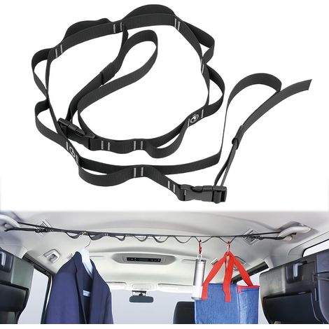Barre de suspension pour vêtements de voiture - Étendoir télescopique rétractable et portable pour le séchage du linge en extérieur et le rangement des manteaux/costumes dans les SUV et autres véhicul (1/5)