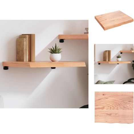 Wandregale - Living Wandregal Hellbraun 60x50x(2-6) cm Massivholz Eiche Behandelt (1/5)