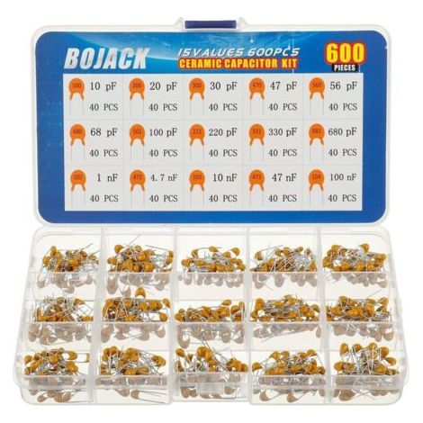 15 valeurs 600 pièces haute qualité en céramique condensateurs Kit d'assortiment de Capacité de 10 pf à 100 nF Emballer dans une boîte