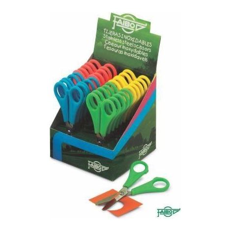 EXPOSITOR DE 20 TIJERAS 13 CM. ESCOLARES 4 COLORES FAIBO TE13E